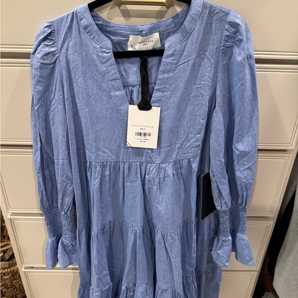 Elegant Long Sleeve Blue Dress - Picture 2 of 3